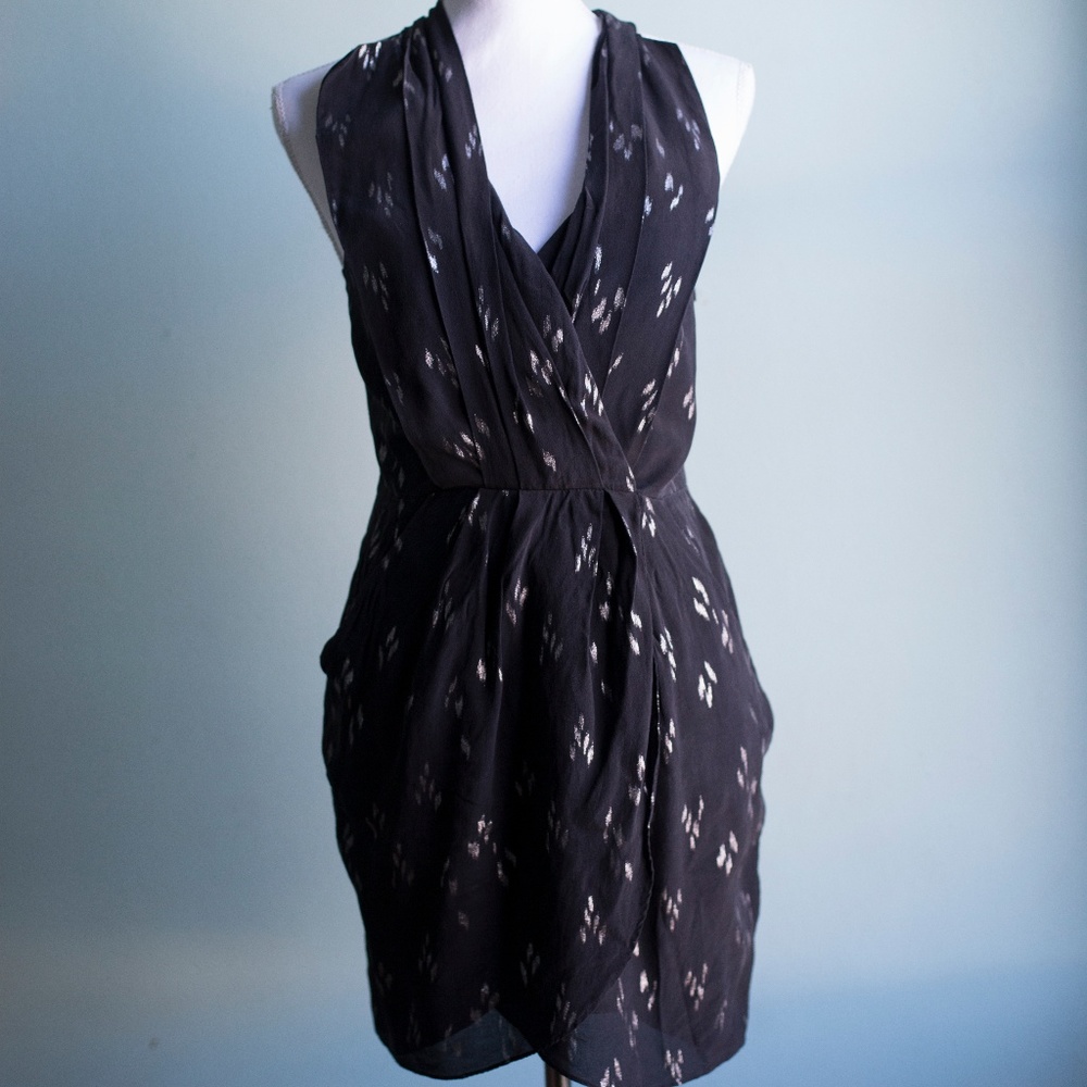Silk Black and Silver Greylin Dress with Pockets
